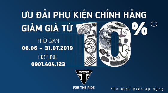 Chương trình khuyến mãi phụ kiện xe moto Triumph “ƯU ĐÃI ĐẾN TAY - SẮM NGAY PHỤ KIỆN”